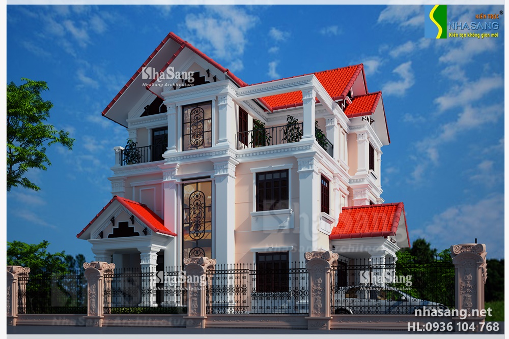 mẫu thiết kế nhà biệt thự 3 tầng kiểu tân cổ điển đẹp